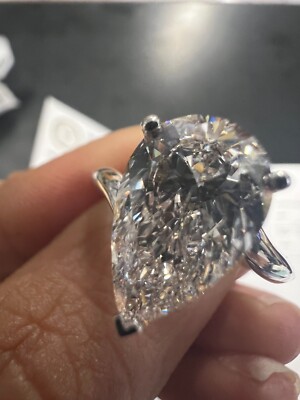 3.63CT IGI Pear Lab grown Diamond Engagement Ring 18K Solid Gold ...