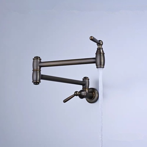 Foldable Antique Bronze 2 Handles Kitchen Faucet Pot Filler Faucet Swivel Cold - Picture 4 of 14