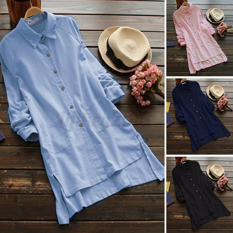 Women's Long Shirts  Long Linen & Denim Shirts