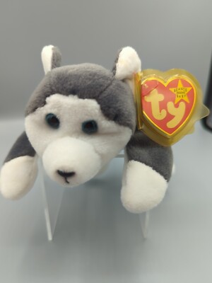 1996 Ty Original Beanie Babies Nanook Gray Husky Stuffed Animal Plush Toy 7.5''