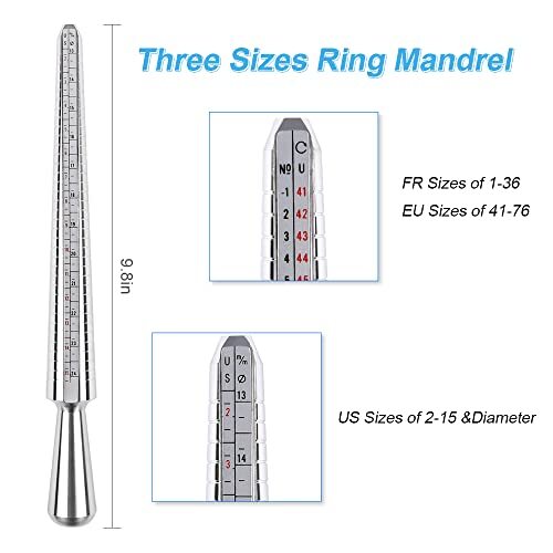 Ring Mandrel, Ring Sizer Measuring Tool Steel Ring Size Adjusters for