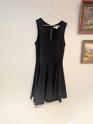 Boston Proper Womens 6 VNeck Black Swing Dress Minimalist Little Black Dress 166