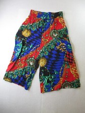 Vintage Rayon high waist shorts capri pants vibrant print wide leg sz 12