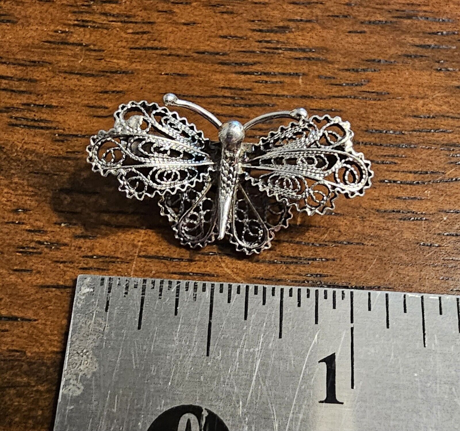 Antique Pin Brooch Butterfly Moth German Silver 8… - image 4