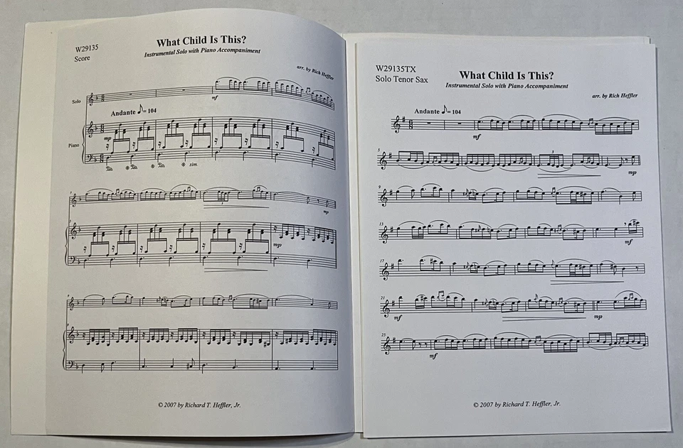What Child is This? Rich Heffler Advanced Tenor Saxophone Piano Sheet Music NEW - Image 3 of 4