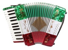 Acordeón de piano Rossetti 25 teclas 12 botones de bajo 2512 - rojo blanco verde + estuche