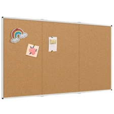 VIZ-PRO Large Cork Bulletin Board/Foldable Noticeboard, 96 X 48 Inches