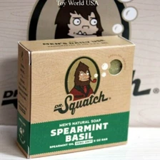 Dr Squatch Men's Natural Soap Spearmint Basil 5oz Bar Zero Grit- FREE SHIPPING