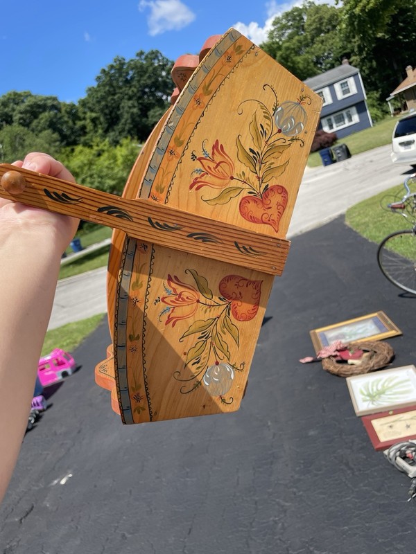 Hand-Painted Wood Book-Shaped Folk Art Floral Decorative Box, Small