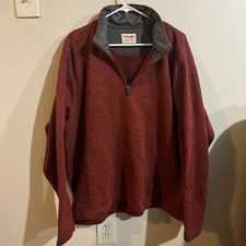 Vintage WRANGLER Authentics Fleece Maroon Tight Knit 1/4 Zip Mens 2XL/2TG