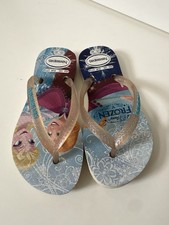 Havaianas Disney Frozen Elsa Anna Glitter Girls Flip Flops Sandals Blue Pink