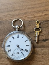 800 grade silver cased open face fob watch.