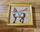 Vintage Set of 3 Framed Carousel Horse Needlepoint Wall Art Mid Century — photo 2