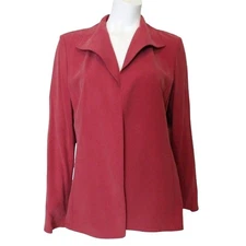 Ellen Tracy Womens Silk Blazer Jacket Size 12 Long Sleeve Open Front Lightweight