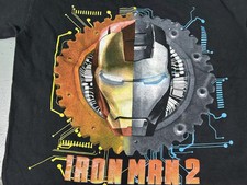 IRON MAN 2 Movie T-Shirt Youth Kids Large 10/12 Black Marvel Comics Avengers