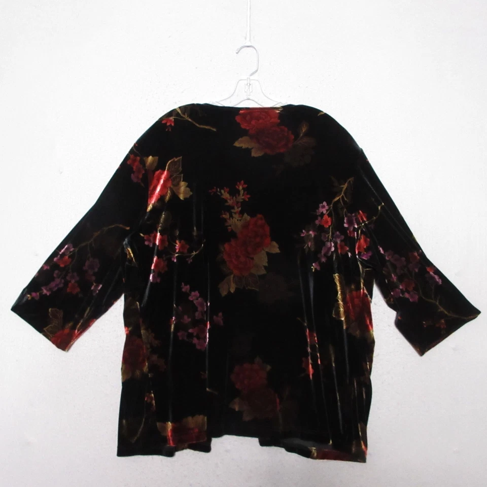 Laura Scott Top Plus 16 18 Dark Floral Velvet Whimsigoth Grunge Y2K Vintage Vamp - Image 2 of 4