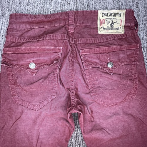 True Religion Größe 33 Herren Hose Cord Freizeit Mid Rise Rot - Bild 8 von 15