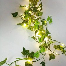 100 LED Power Fake Flowers Garland Artificial Ivy Silk Leaf Plants Home Decor UK