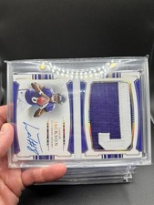 2018 National Treasures Lamar Jackson Rookie On-Card Auto Player-Worn Nameplate. rookie card picture
