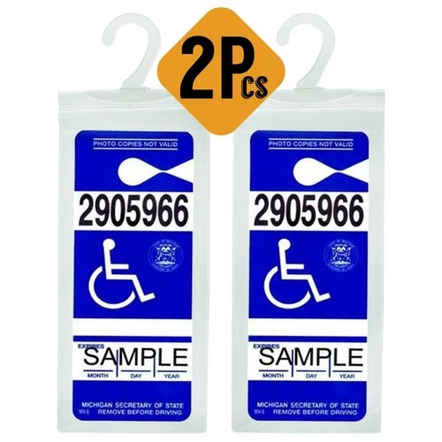 2x Handicap Placard Holder Disabled Parking Permit Protector Mirror Sleeve Hang