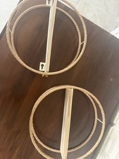Wall Mounted Double Towel Ring Holder Metal Rope Gold/Beige Bathroom