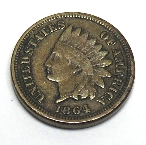 1864 Copper Nickel Indian Head Cent grades Fine