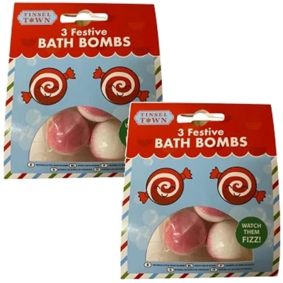 TINSEL TOWN 6 x Festive Christmas Pink Fizzy Bath Bombs Xmas Secret Santa Gift Pack of SIX