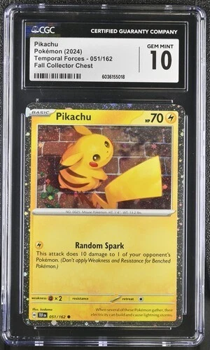 POKEMON CGC 10 GEM MINT PIKACHU COSMOS HOLO 051 TEMPORAL FORCES COLLECTORS CHEST