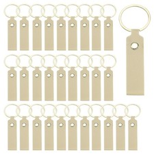 40 Pcs PU Leather Laser Engraving Keychain Blanks Khaki, 3.7" x 0.7" 