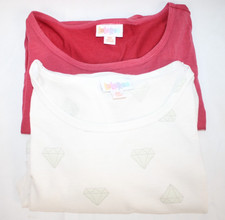 2 LuLaRoe Women's Shirts Set XS Extra Small Tops Blouses Red White Diamonds EUC