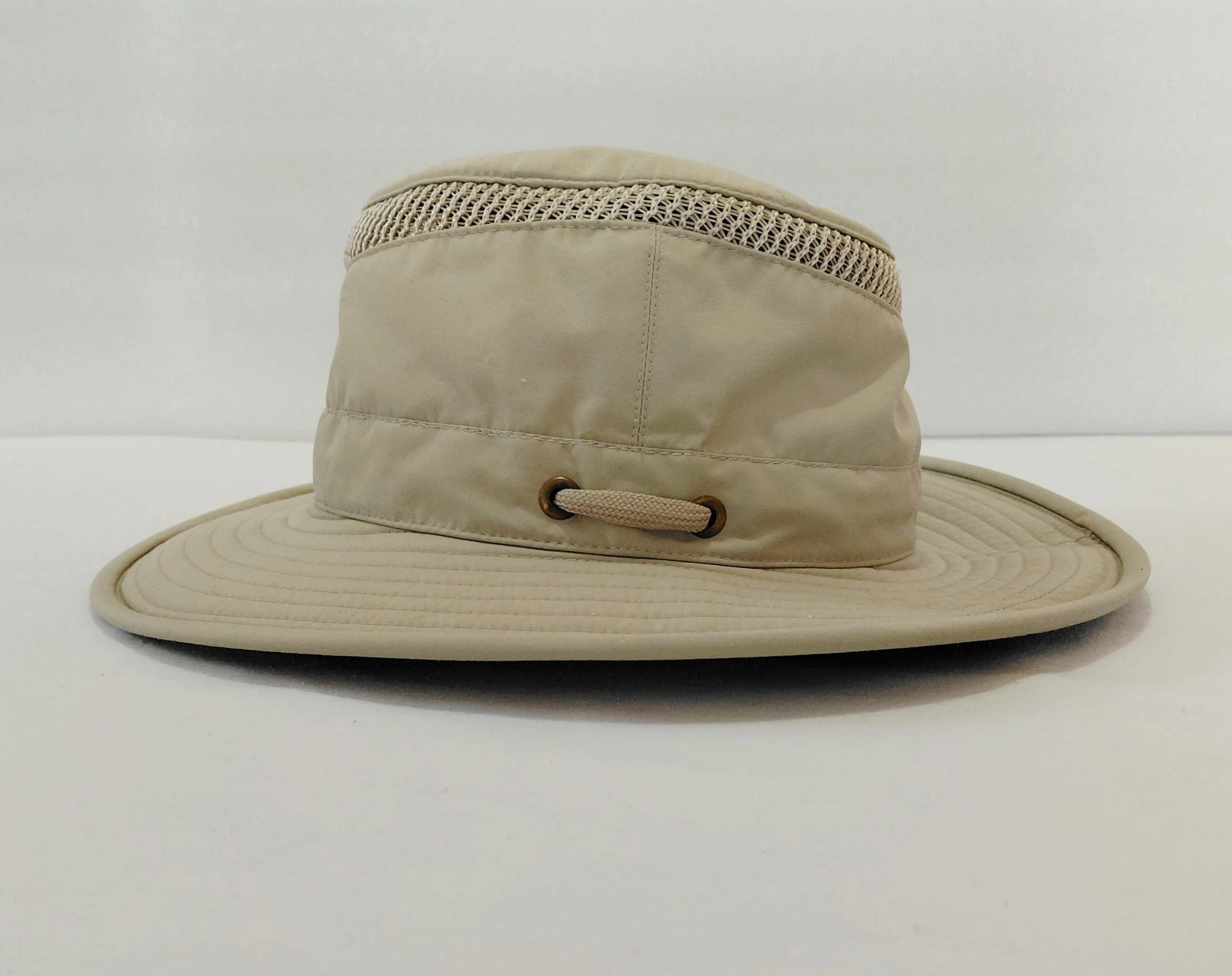 Tilley Hat 7 1/8 Khaki Airflo LTM5 Tan Vented Mesh Slim Brim Hiking Sun UPF 50