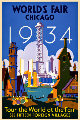 Chicago World's Fair Foreign Villages 1930s Fine Art Print 17''x22''