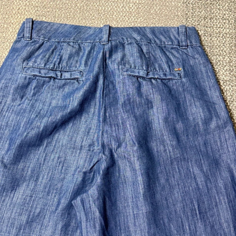 Брюки Tommy Hilfiger Chambray широкие расклешенные плиссированные синие женские размер 4 - Изображение 4 из 4