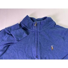 Polo Ralph Lauren Kids Blue Cotton 1/4 Zip Pullover Sweatshirt Size 7 Flesh Pony
