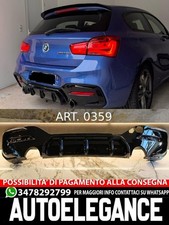 DIFFUSORE ADATTO PER BMW SERIE 1 F20 F21 MSPORT 2015-2019 1+1 LOOK NERO LUCIDO