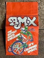 Rare NOS 1980s Bicycle Moto Cross PAPER BAG Old School BMX Art Mongoose Motomag