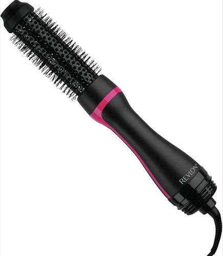 Revlon 1.5in Round Brush Dryer, Ceramic Coated Barrel, Swivel Cord, Black/Pink