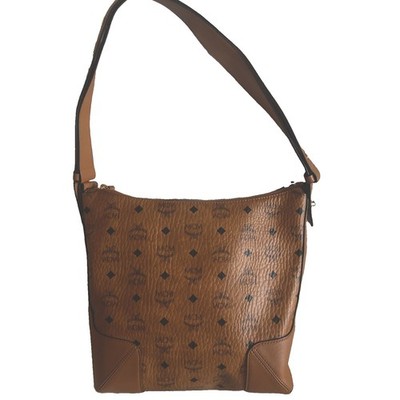 $998 MCM Women's Brown Klara Monogram Medium Visetos Leather Shoulder Hobo Bag