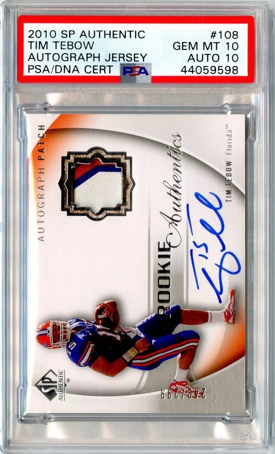 2010 SP Authentic - Rookie Authentics Signature Patch Tim Tebow #108 / ...