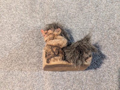 Vintage Nyform Troll Boy Laying Down On Log #320 Norway Folklore Figure Statue 