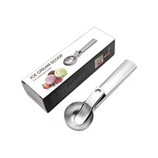 Ice Cream Scoop,Stainless Steel Cookie Dough Scoop with Trigger Release, Prof...