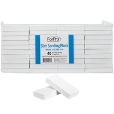 ForPro Slim Sanding Block, White 100/180 Grit, for Manicures 40-Count,