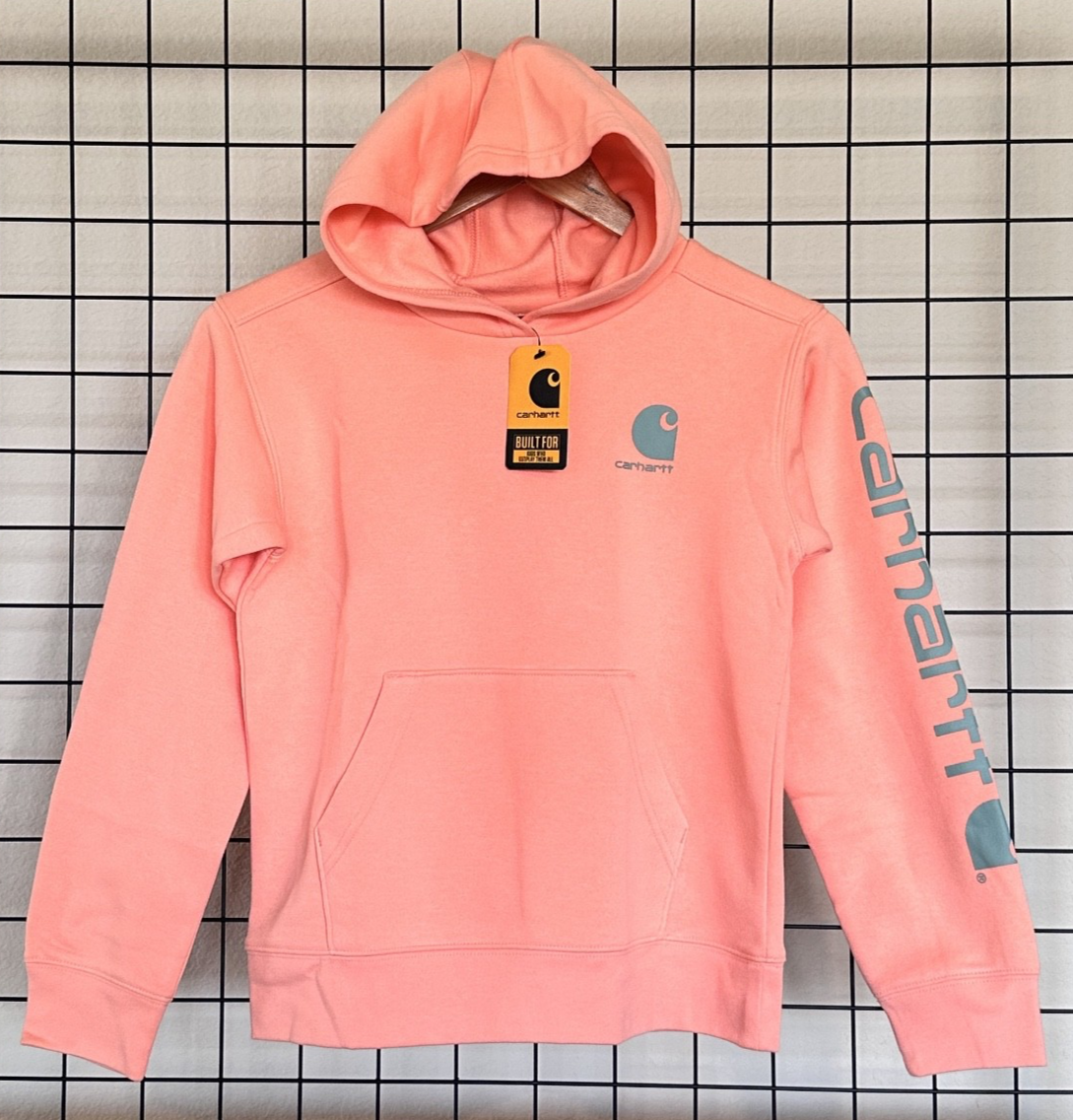 Carhartt Girls' Logo Pullover Hooded Sweatshirt - XSM - Peach
