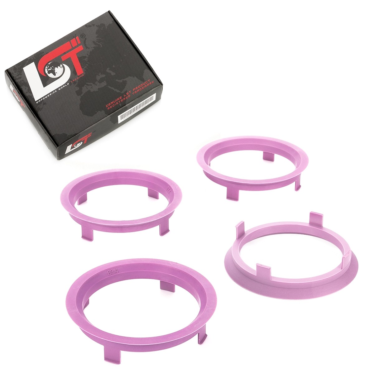 4x Distance Rings Centering Purple Alloy Wheels Ø 63,4 MM - Ø 71,6 for Daewoo