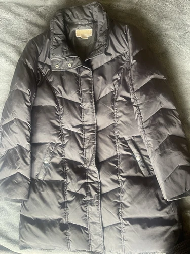 Cappotto invernale donna Michael Kors grigio scuro puffer taglia large senza cappuccio