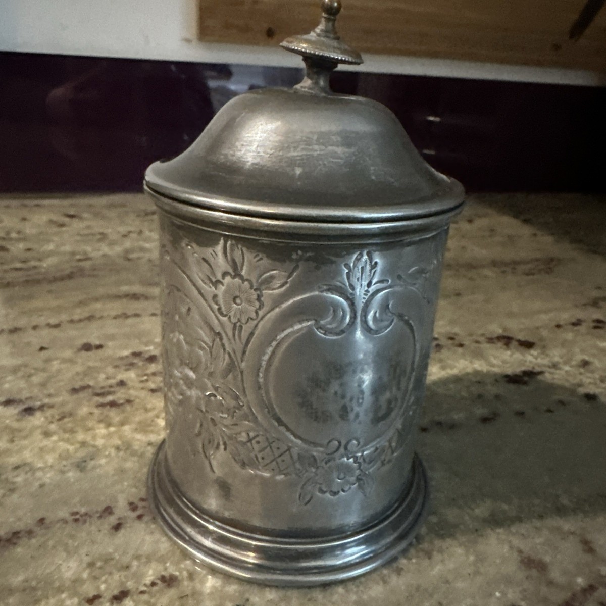 Antique Mappin & Webb Silver Plated Lidded Tea Caddy 5.5” Tall 3