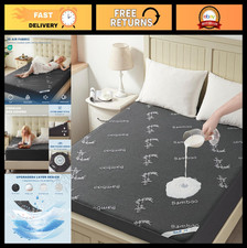 Waterproof Full Size Mattress Protector - Bamboo Viscose, Soft Fitted Cover, Dee