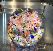 Vtg Art Glass Millefiori Paperweight Read