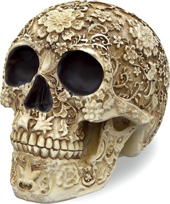 READAEER Life Size Skull Resin Floral Human Skull Model Adult Head Bone Model...