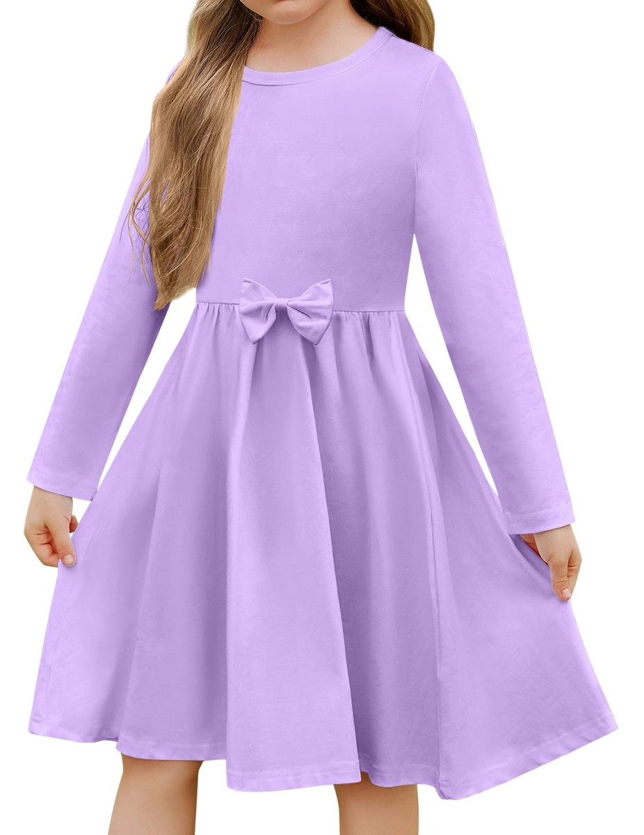 chinese dress ladies Girls Long Sleeve Cotton Jersey Dress